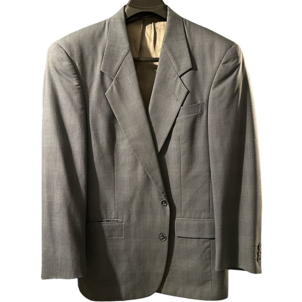 Christian Dior Monsieur Sport Coat Blazer Suit Jacket Wool Navy Grey Plaid 42R